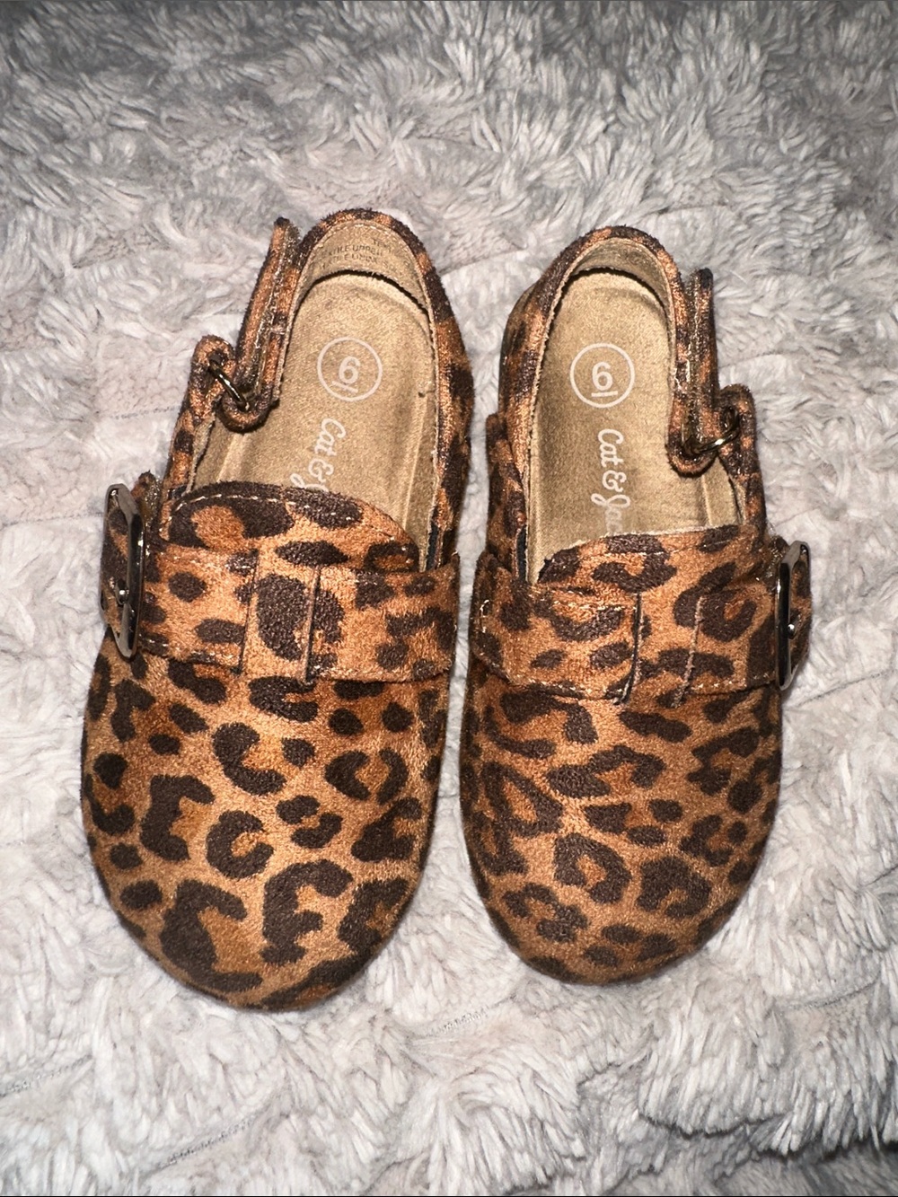 Cat & Jack Leopard Print Slip-On Moccasins in Brown and Black